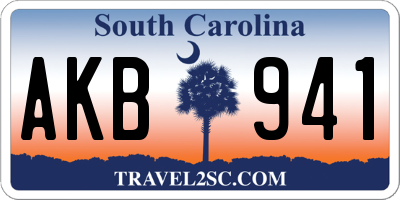 SC license plate AKB941