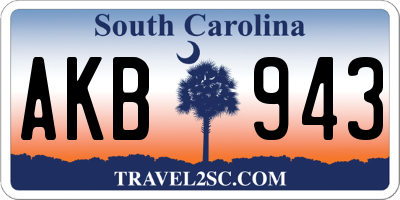 SC license plate AKB943