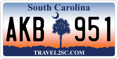 SC license plate AKB951