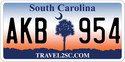 SC license plate AKB954