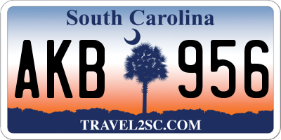SC license plate AKB956