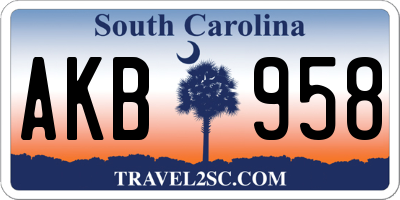SC license plate AKB958