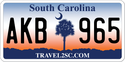 SC license plate AKB965