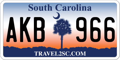 SC license plate AKB966