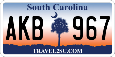 SC license plate AKB967