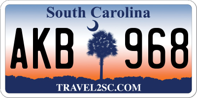 SC license plate AKB968