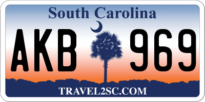 SC license plate AKB969