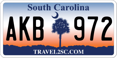 SC license plate AKB972