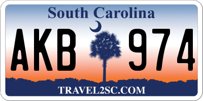 SC license plate AKB974