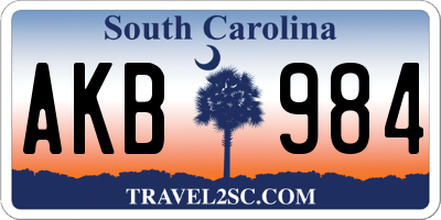 SC license plate AKB984
