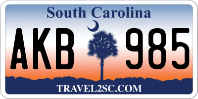 SC license plate AKB985