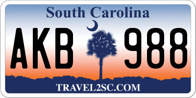SC license plate AKB988
