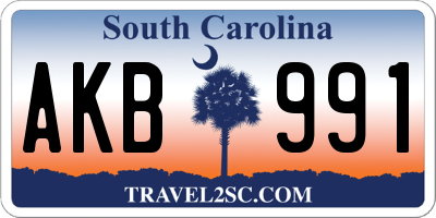 SC license plate AKB991