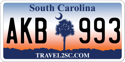 SC license plate AKB993