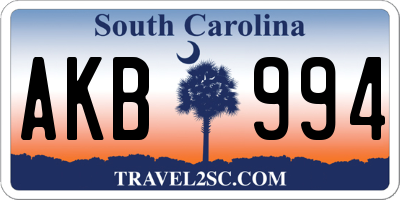 SC license plate AKB994