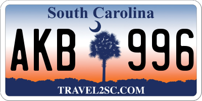 SC license plate AKB996