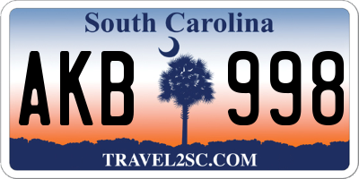 SC license plate AKB998