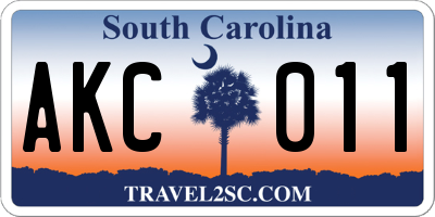 SC license plate AKC011