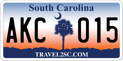 SC license plate AKC015