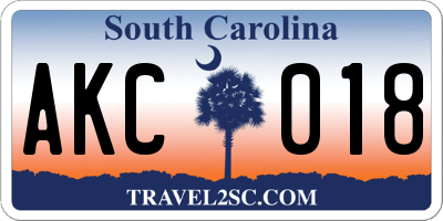 SC license plate AKC018