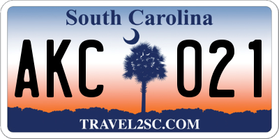 SC license plate AKC021