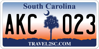 SC license plate AKC023