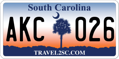 SC license plate AKC026
