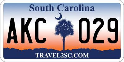 SC license plate AKC029