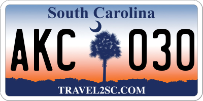 SC license plate AKC030