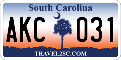 SC license plate AKC031