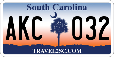 SC license plate AKC032
