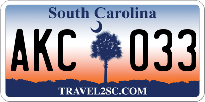 SC license plate AKC033
