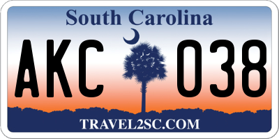 SC license plate AKC038