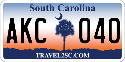SC license plate AKC040