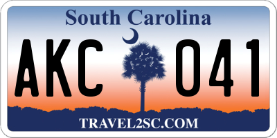 SC license plate AKC041