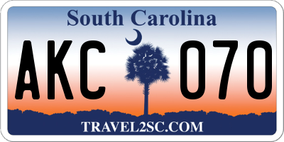 SC license plate AKC070