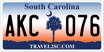 SC license plate AKC076