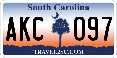 SC license plate AKC097