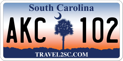 SC license plate AKC102