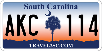SC license plate AKC114