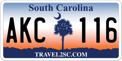 SC license plate AKC116