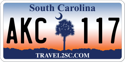 SC license plate AKC117