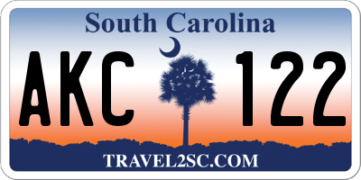 SC license plate AKC122
