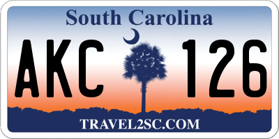 SC license plate AKC126
