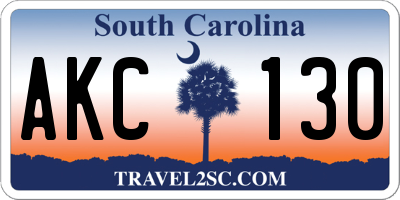 SC license plate AKC130