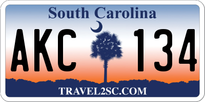 SC license plate AKC134
