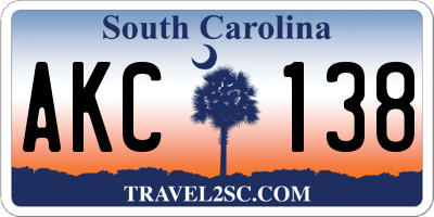 SC license plate AKC138