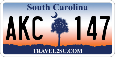 SC license plate AKC147