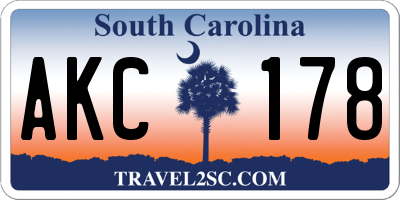 SC license plate AKC178