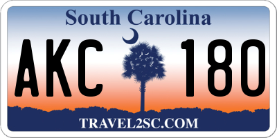 SC license plate AKC180